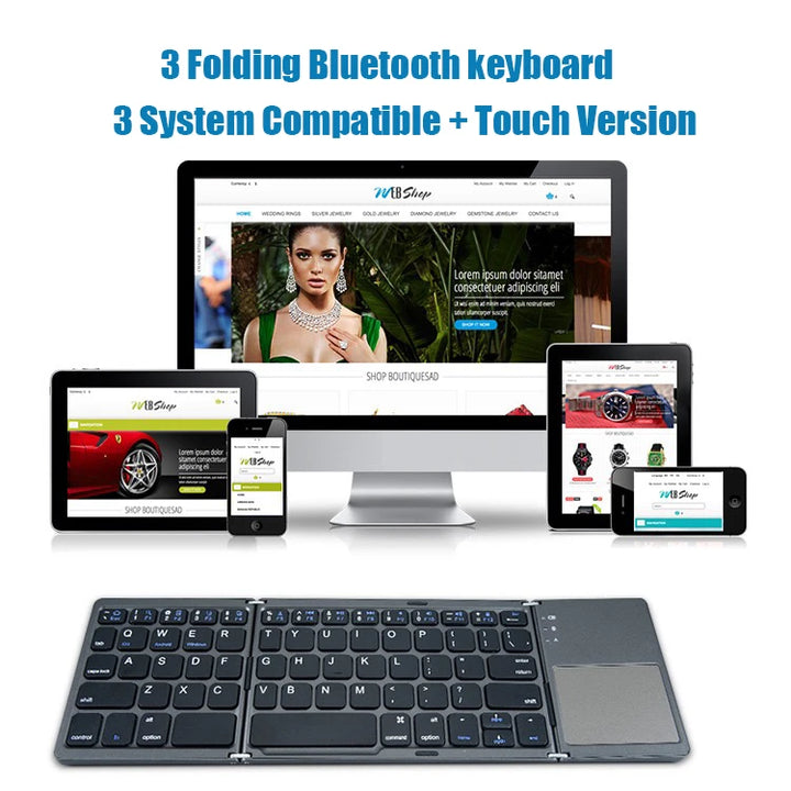Foldable Bluetooth Keyboard with Touchpad